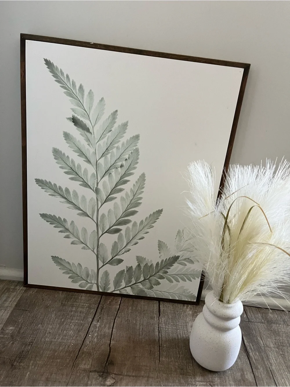 Green Fern Wall Art Print with Wood Frame